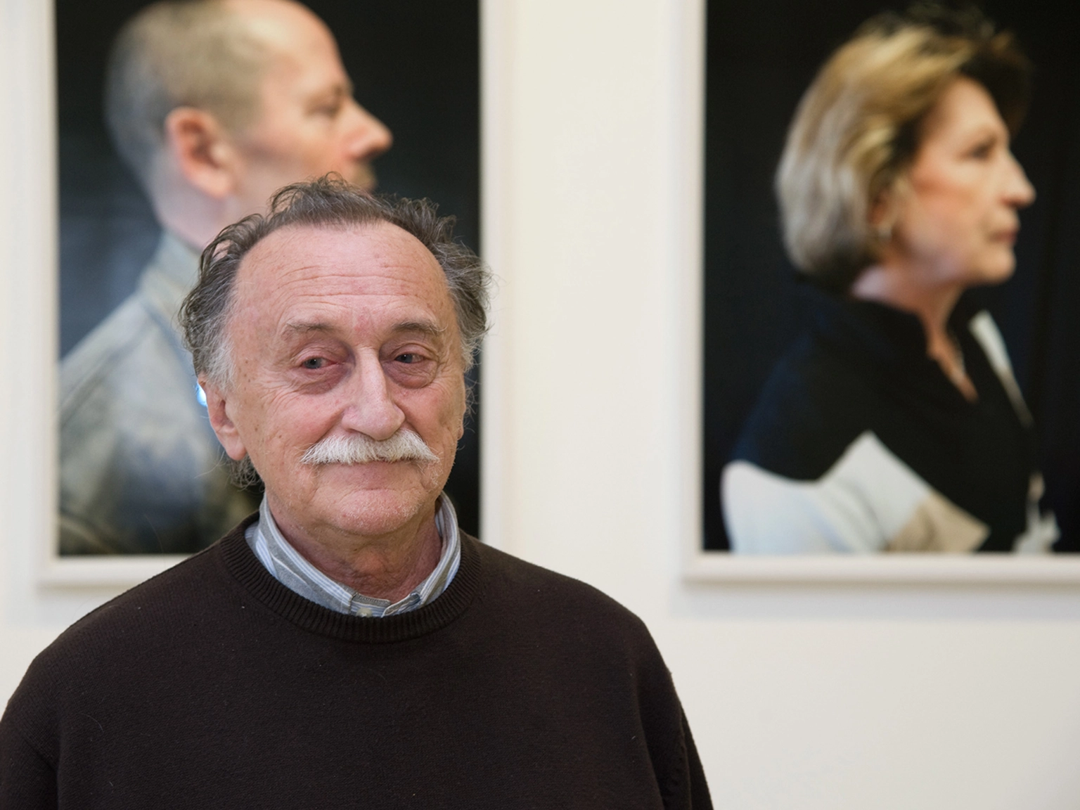 Porträt Boris Mikhailov bei der Ausstellungseröffnung