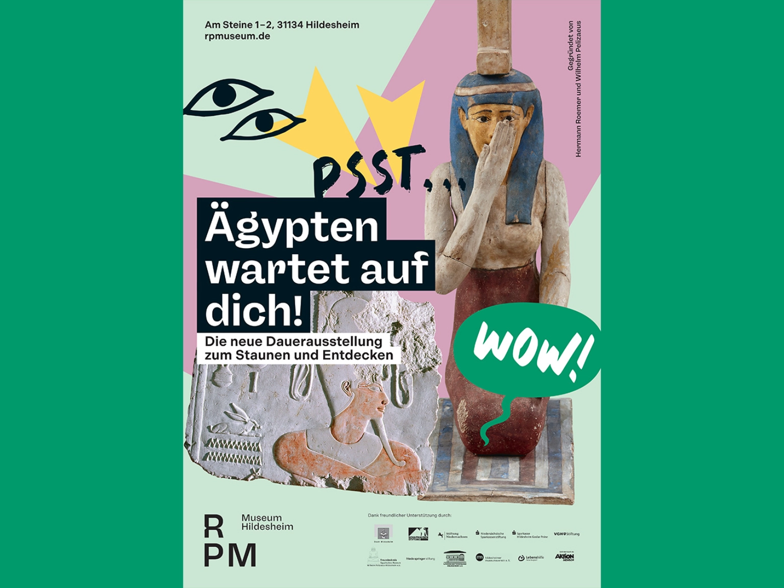 Werbeplakat zur neue Ägypten-Dauerausstellung des Roemer- und Pelizaeus-Museums in Hildesheim