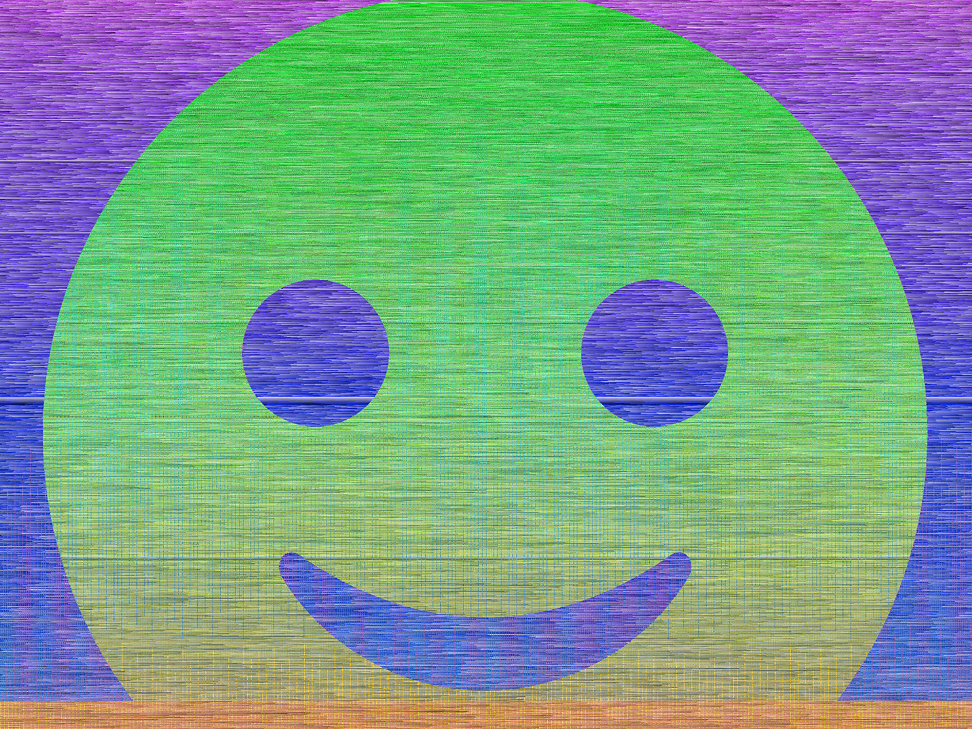 Adrian Sauer: 16.777.216 Farben in unterschiedlichen Anordnungen – Grüner Smiley, Farbton, 100 cm x 100 cm, Digitaler C-Print, 2023